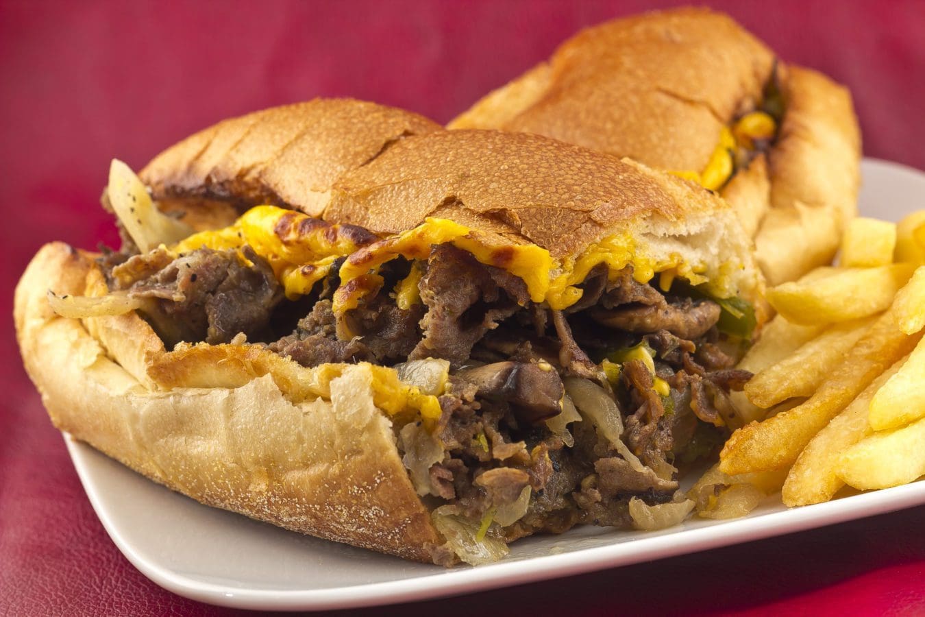 Ribeye Philly Cheesesteak With Cheese Wiz, Onions, & Sauteed Mushrooms ...