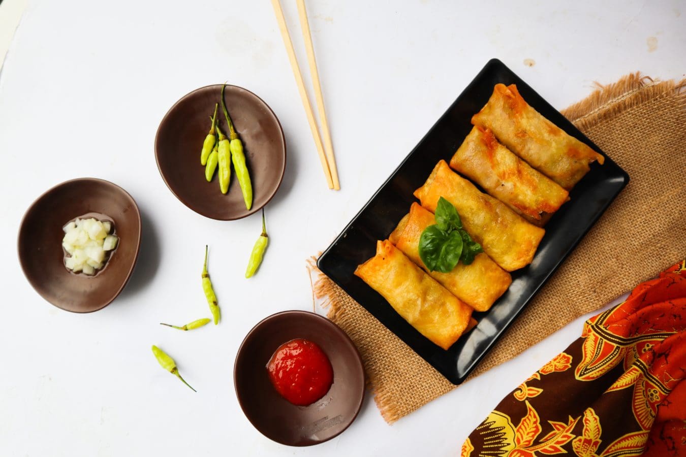 Mini Vegetable Lumpia with GarlicVinegar Dip Chefs Club Kitchen