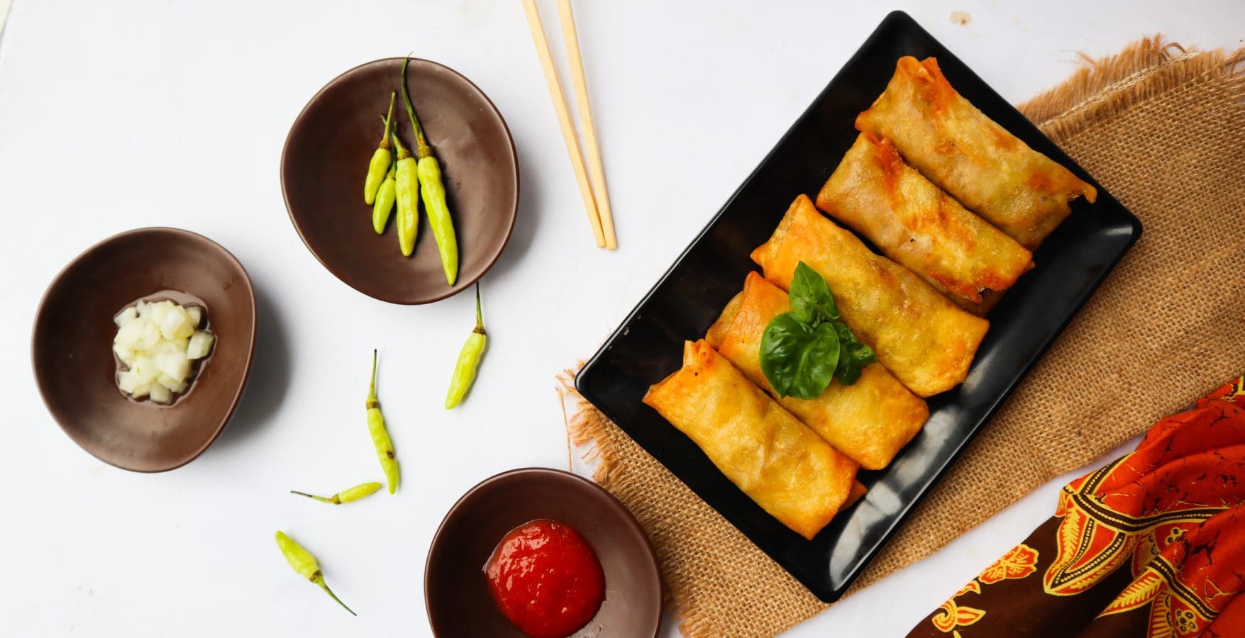 Mini Vegetable Lumpia with GarlicVinegar Dip Chefs Club Kitchen