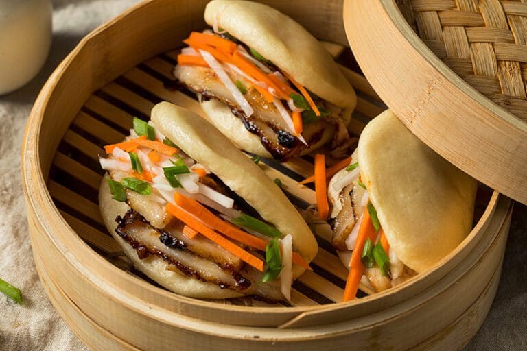 Pork Belly Bao Buns, with Assorted Pickles & Hoisin Cabbage Slaw Chefs Club Kitchen